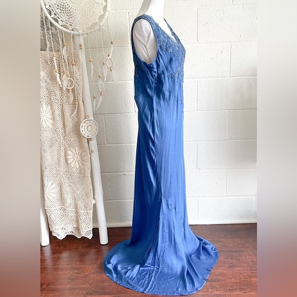 NWT Free People X Brenda Knight Lace Maxi Slip Dress - Royal Blue - Picture 10 of 16